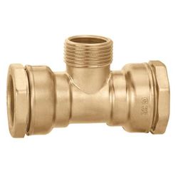Knelovergangs-T-stuk, messing, 20 x 1/2" x 20 M, (drink)water, Caleffi Deca 865